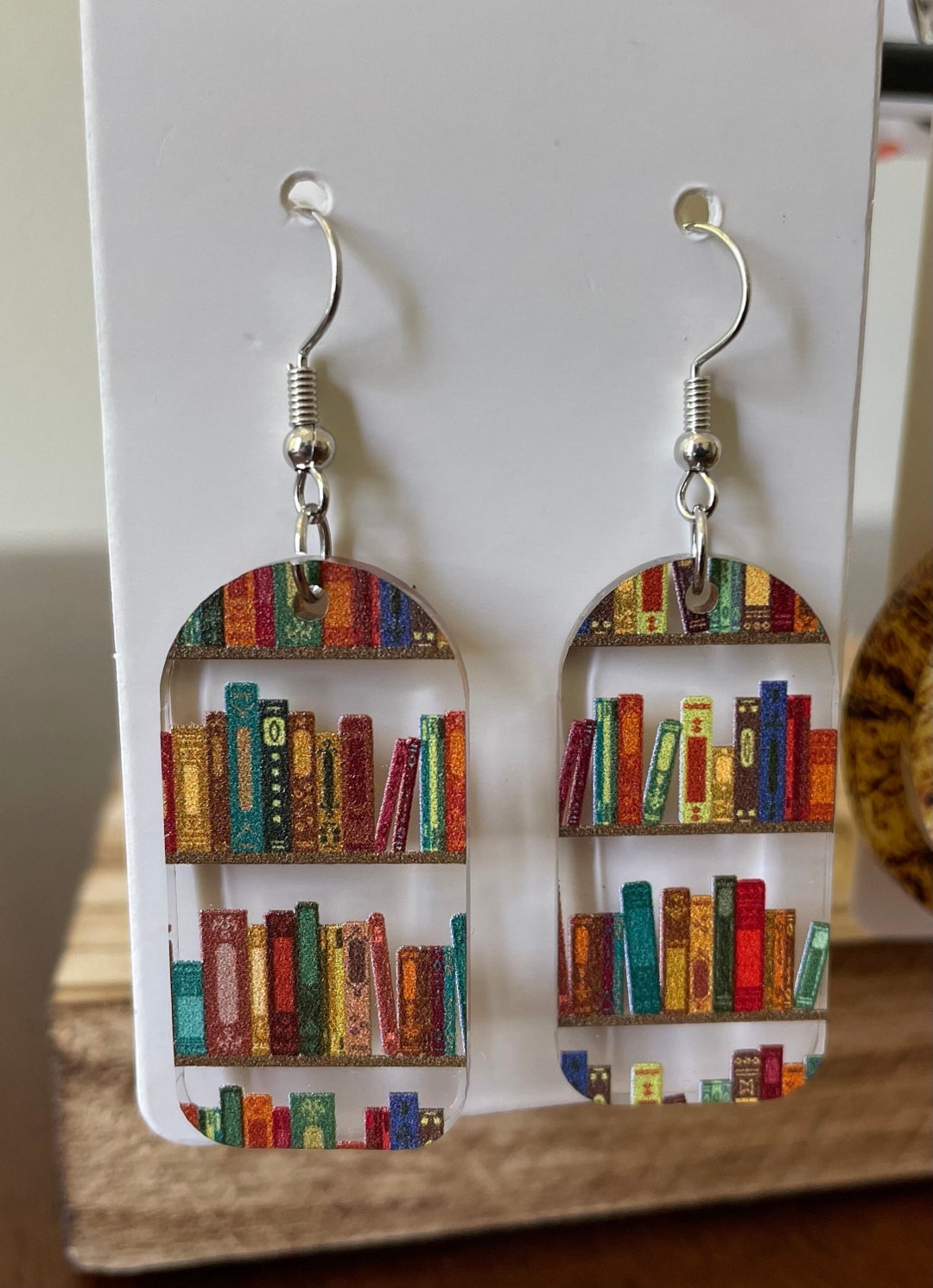Bookshelf Acrylic Earrings - Teacher Librarian Reader Gift - Etsy