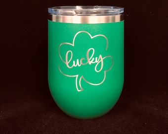 Lucky Shamrock - Engraved Tumbler - custom - St Patrick's Day - March 17
