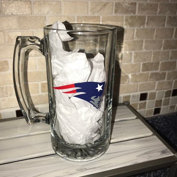 Patriots football, Sports theme beer mug