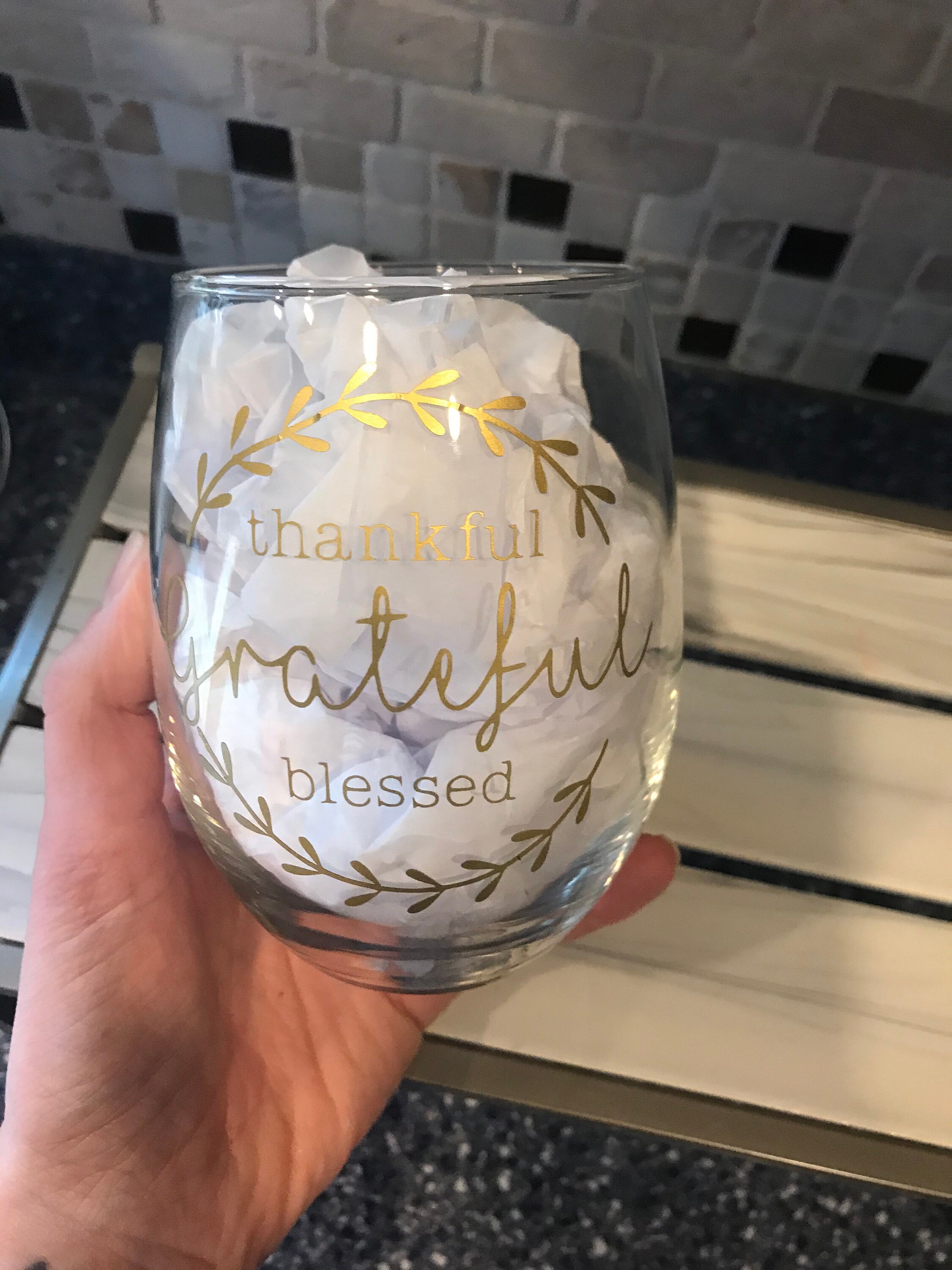 Celebrate Thanksgiving With Thankful, Grateful, Blessed Friendsgiving Wine Glasses