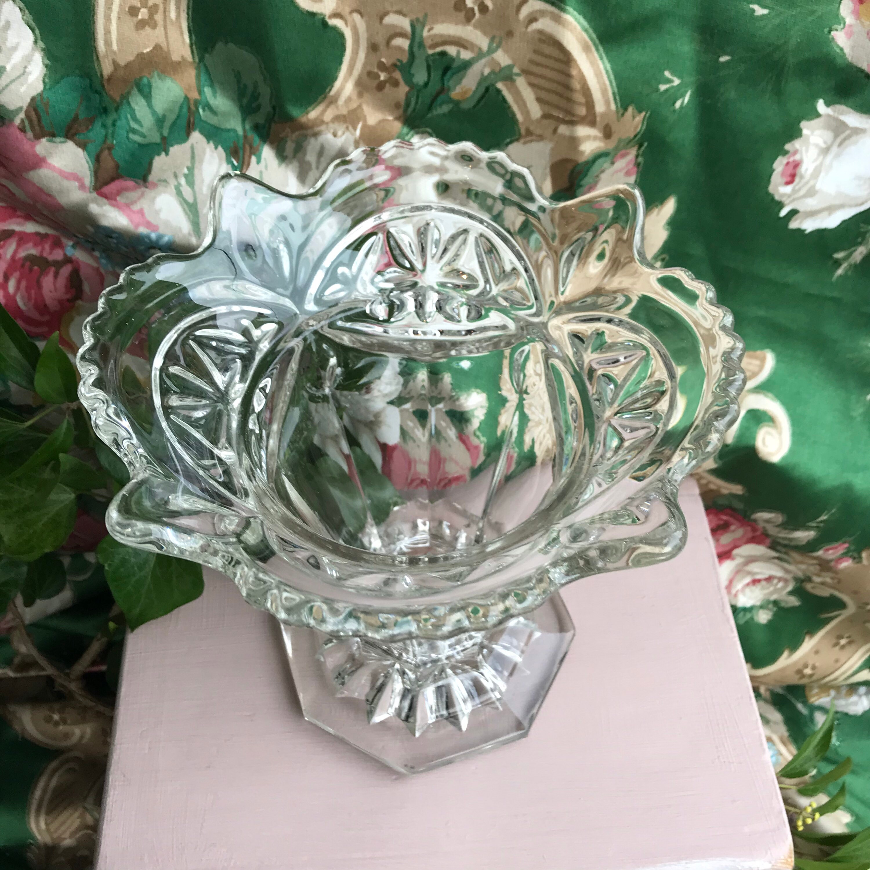 Lovely Vintage Pressed Glass Fluted Vase Etsy UK