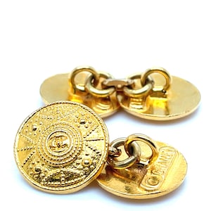 Vintage Chanel Round Guilded Cufflinks