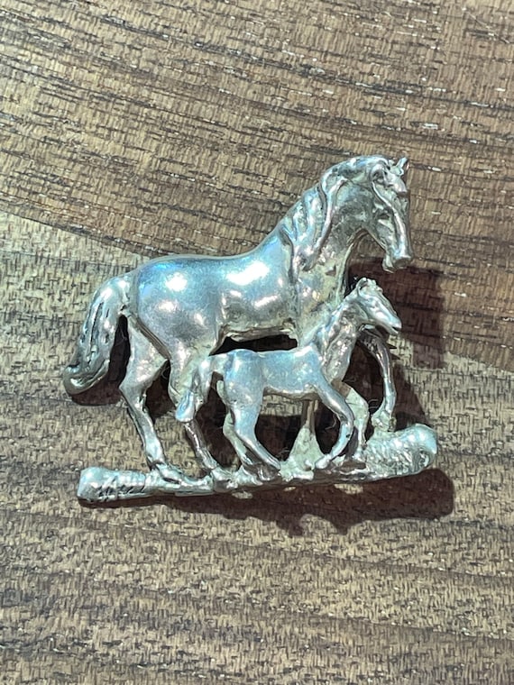 Sterling Silver Horse and Colt Pin