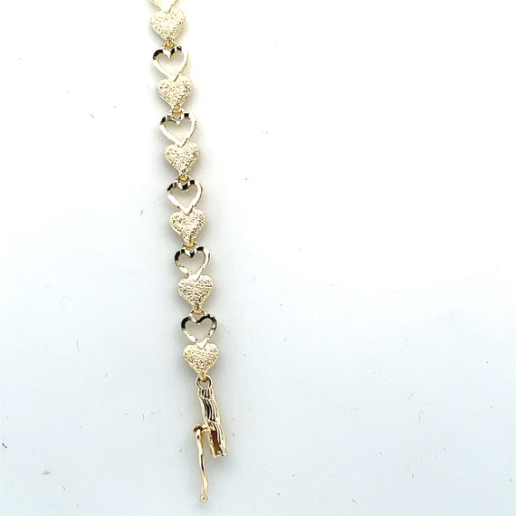 14K Yellow Gold Open and Closed Heart Bracelet - image 1