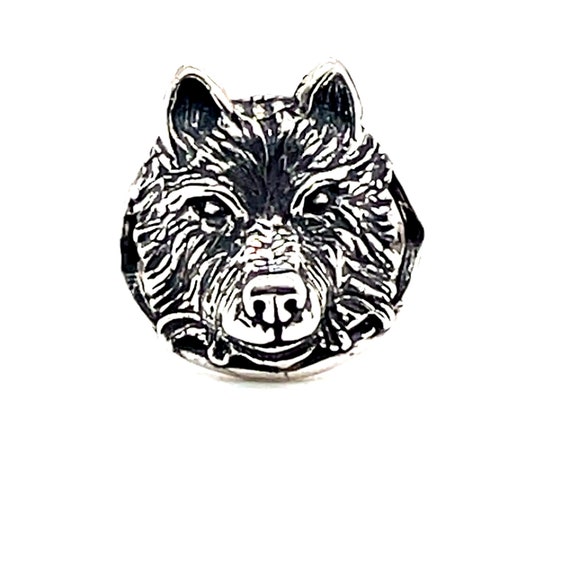 Sterling Silver Wolf’s Head Ring - image 1