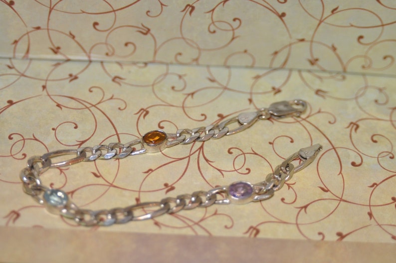 Sterling Silver bracelet with three stones #619