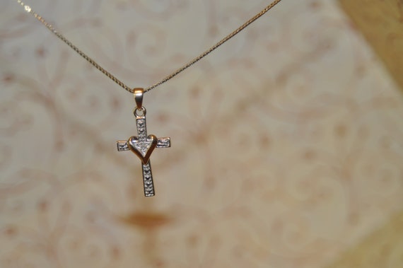 Sterling Silver Cross with Gold Wash and cz - image 1