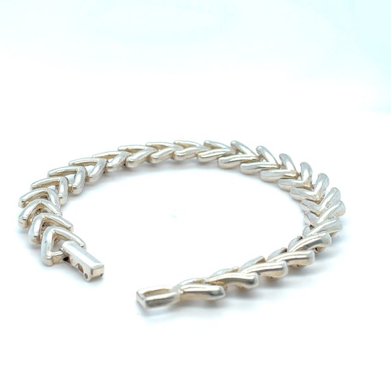 Sterling Silver Solid Chevron Link Bracelet - image 2
