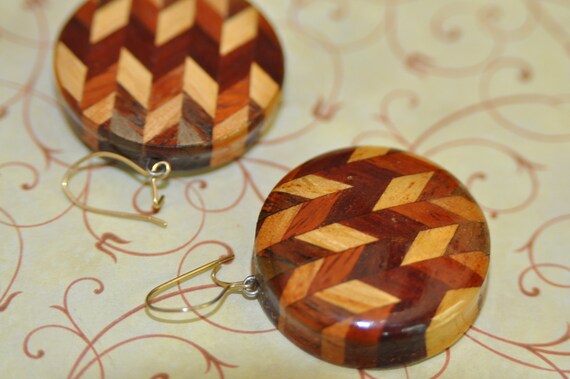 Solid Wood Herringbone Earrings - image 6