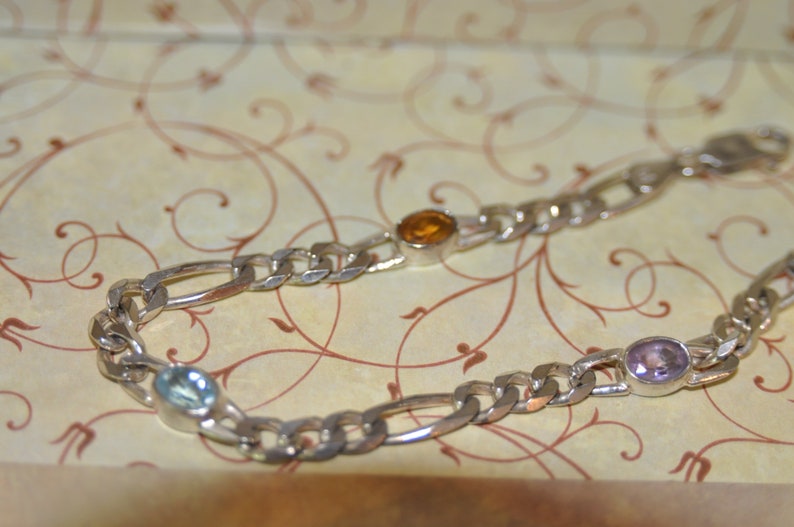 Sterling Silver bracelet with three stones #619