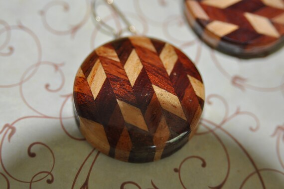 Solid Wood Herringbone Earrings - image 2