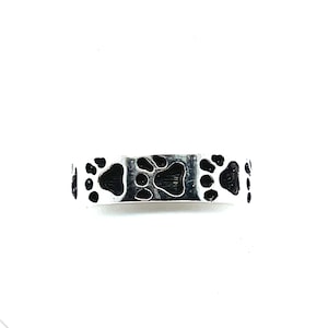 Sterling Silver Paw Print Band