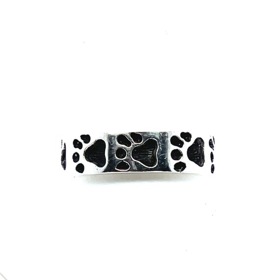 Sterling Silver Paw Print Band