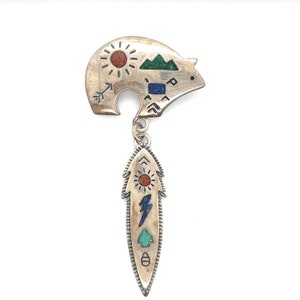Sterling Silber Southwestern Style Bär Anstecknadel
