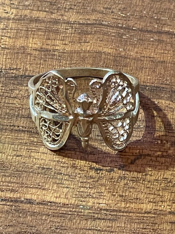 Sterling Butterfly Statement Ring - image 1