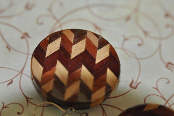 Solid Wood Herringbone Earrings - image 5
