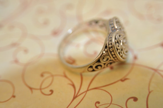 Sterling Silver Heart Button Ring - image 2