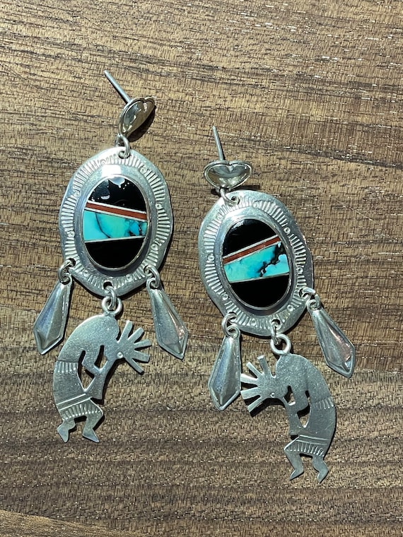 Vintage Sterling Hopi Kokopelli Earrings