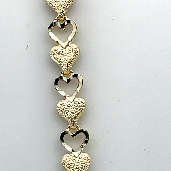 14K Yellow Gold Open and Closed Heart Bracelet - image 4