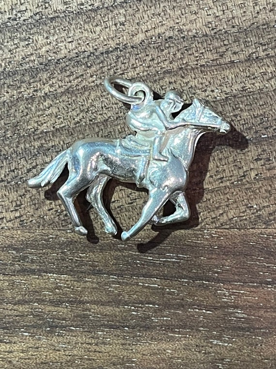 Sterling Horse Jockey Charm
