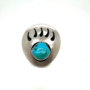 Navajo Bear Paw and Turquoise Ring