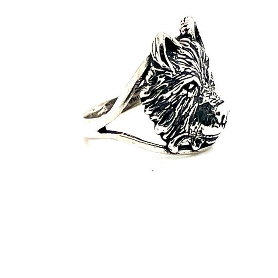 Sterling Silver Wolf’s Head Ring - image 4