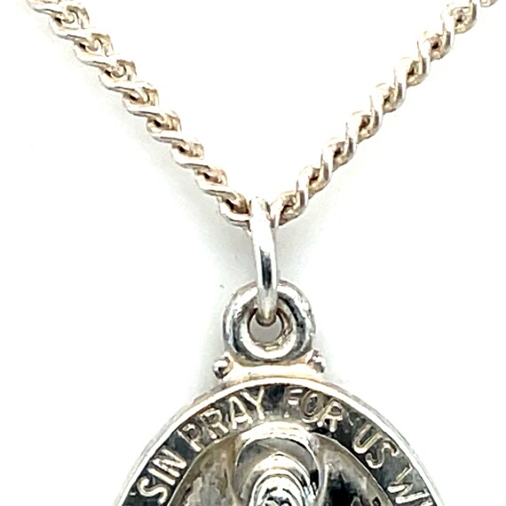 Sterling Silver Mary Medal and Sterling Chain - image 3