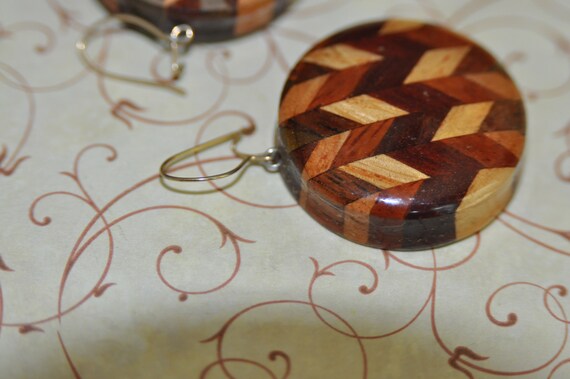 Solid Wood Herringbone Earrings - image 3