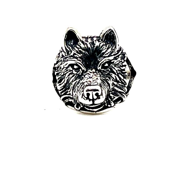 Sterling Silver Wolf’s Head Ring - image 3