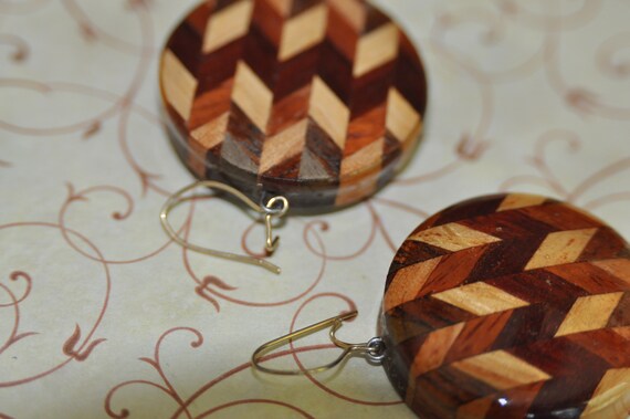 Solid Wood Herringbone Earrings - image 4