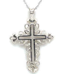 Sterling Silver Filigree Cross Pendant and Chain