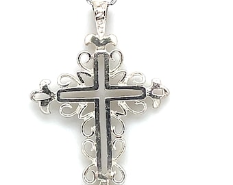 Sterling Silver Filigree Cross Pendant and Chain