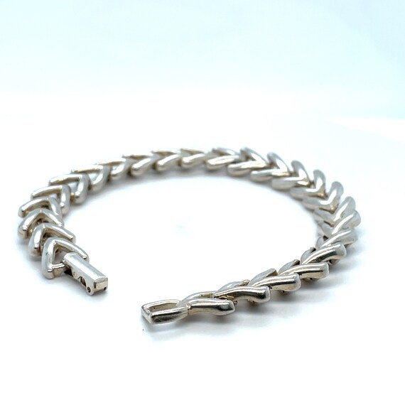 Sterling Silver Solid Chevron Link Bracelet - image 1