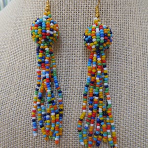 Kenya Hand Crafted African Ethnic Tribal Jewelry Maasai Masai Beaded Ball Earrings B