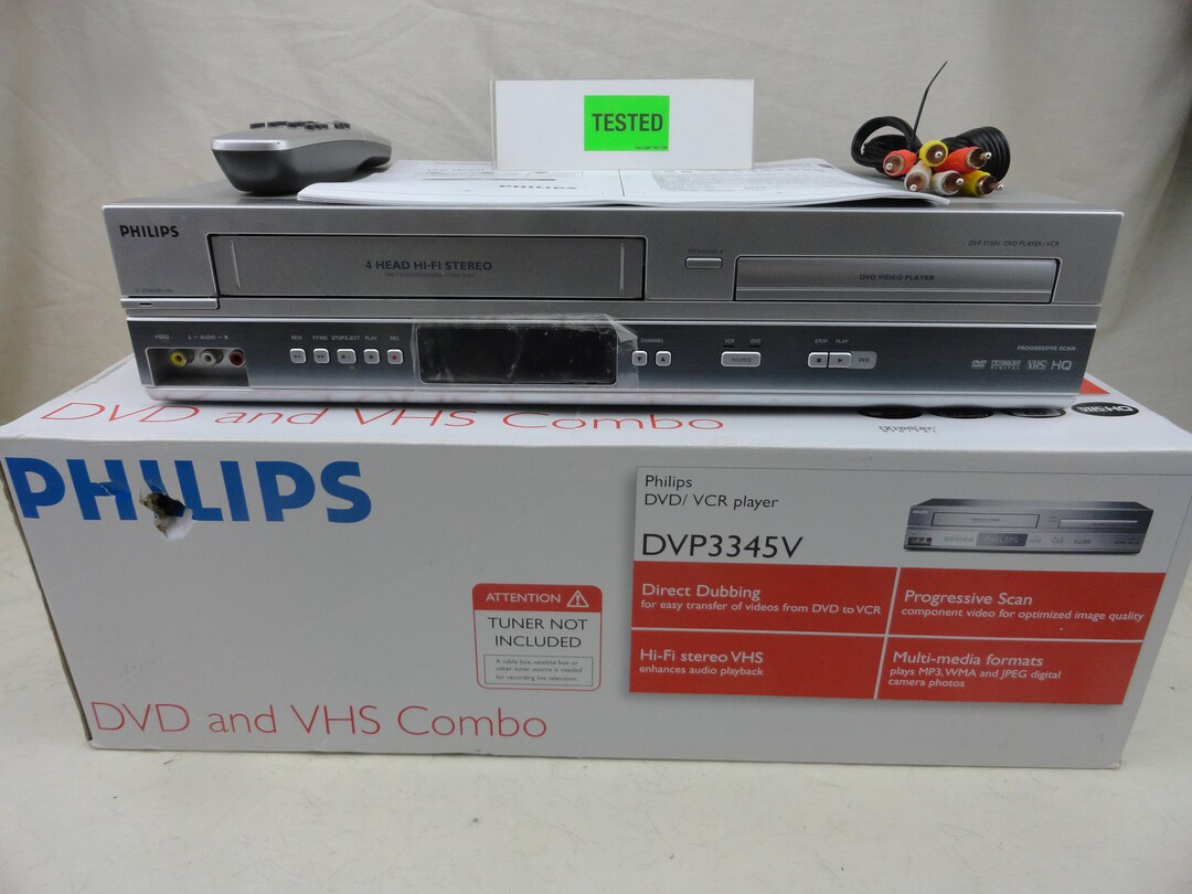 Philips DVP3345V DVD VCR Dual Double Deck Combo With Remote Etsy