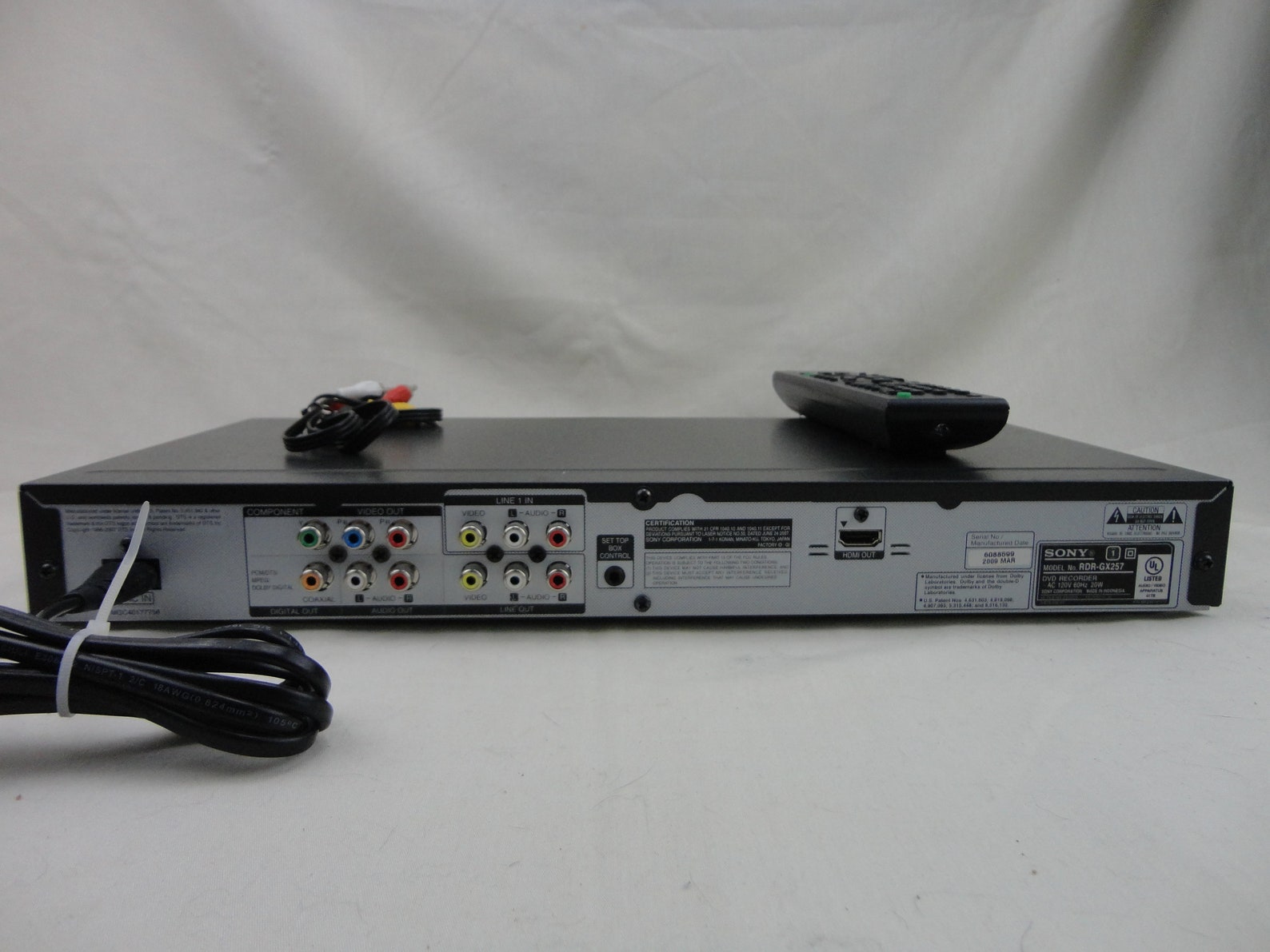 Sony RDRGX257 DVDR DVD Recorder Player with Remote and Cable Etsy