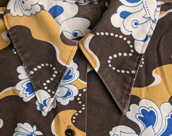 Vintage Brown and Yellow Paisley Shirt