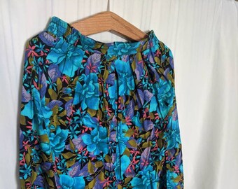 1980s Pleated Bold Botanical Skirt