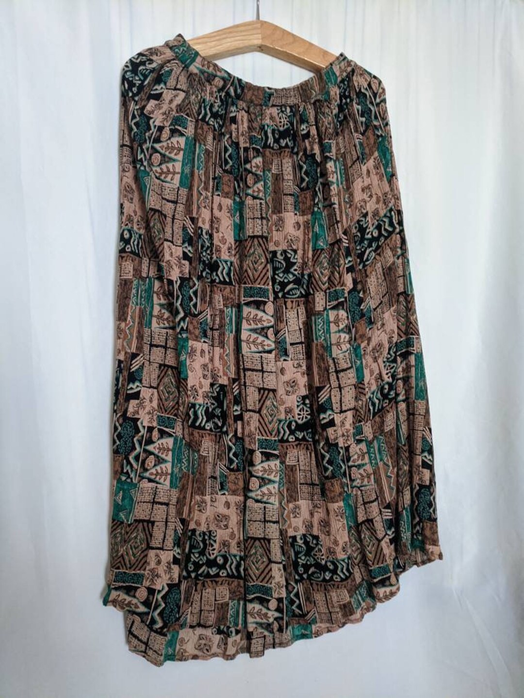 スカート 80s brown native pattern long skirt BYELLOWTAIL_SPRING_2024_7Pleat