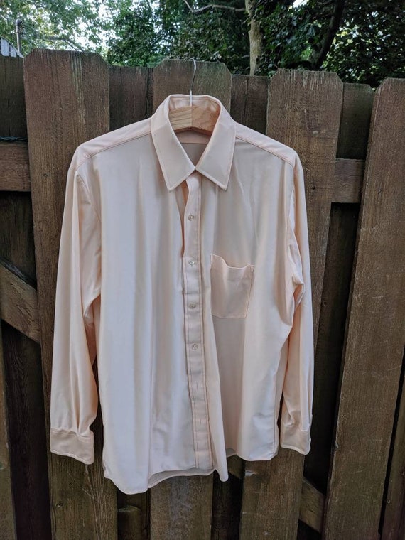 1970s Pastel Orange Disco Lounge Button Up