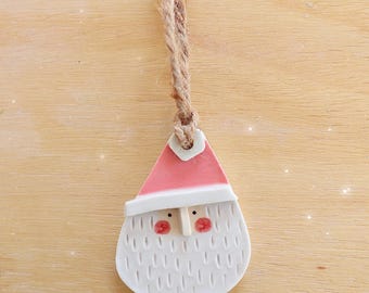 Handmade Pink Santa Christmas Ornament • Cute Santa Face