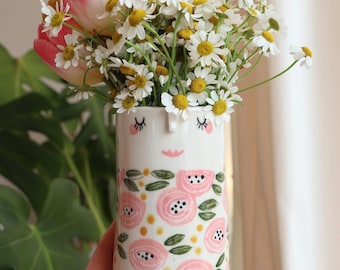 Pink Vase 4: Flower Face Vase • Vase for Flowers • Boho Home Decor • Handmade Face Vase • Face Pot • Plant Lover • Unique Mother’s Day Gift