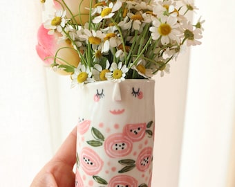 Pink Vase 7: Flower Face Vase • Vase for Flowers • Boho Home Decor • Handmade Face Vase • Plant Lover • Unique Mother’s Day Gift