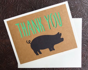 THANK YOU Card | Swine | Pig Farmer | Rustic Thank You Card