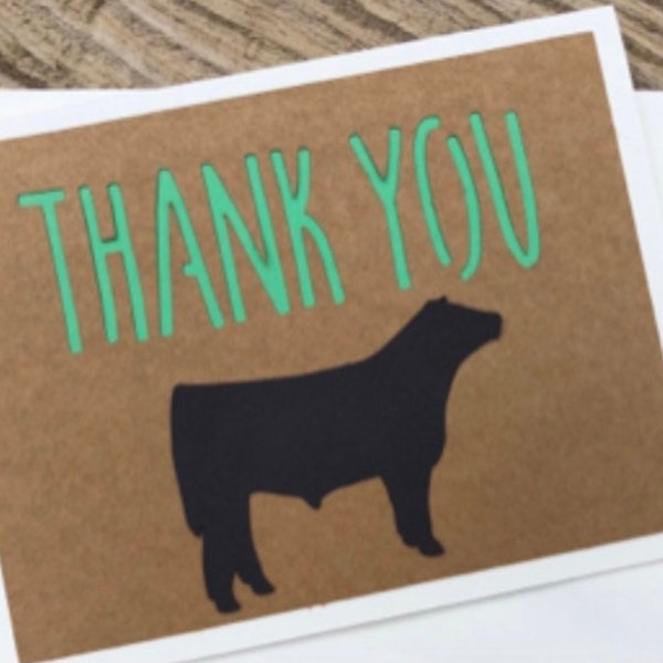 THANK YOU Card | Steer | Steer Bull Cow Farmer | Rustic Thank You Card