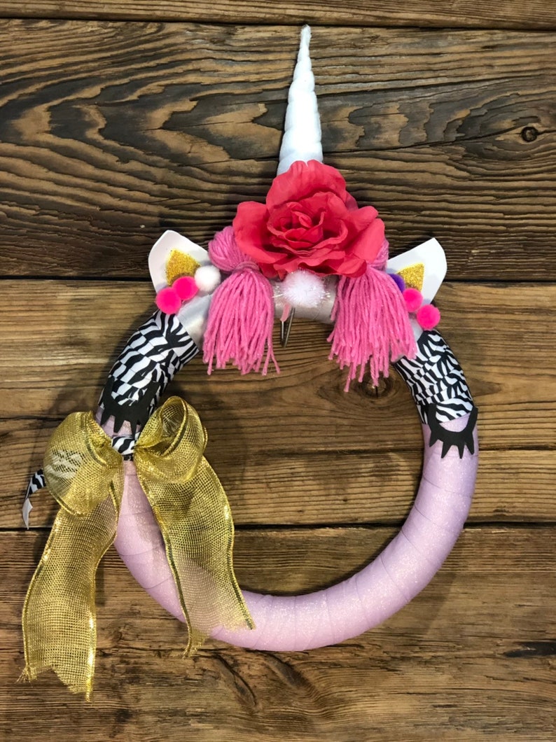 zebra print wreaths bedroom decor girl/'s room decorations unicorn gifts Unicorn wreaths party decorations unicorn birthday parties