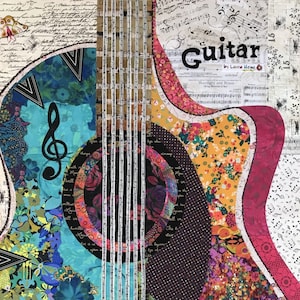 Guitar Collage Quilt Pattern by Laura Heine