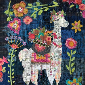 Indie (Llama) Collage Quilt Pattern by Laura Heine 30"W x 36"H