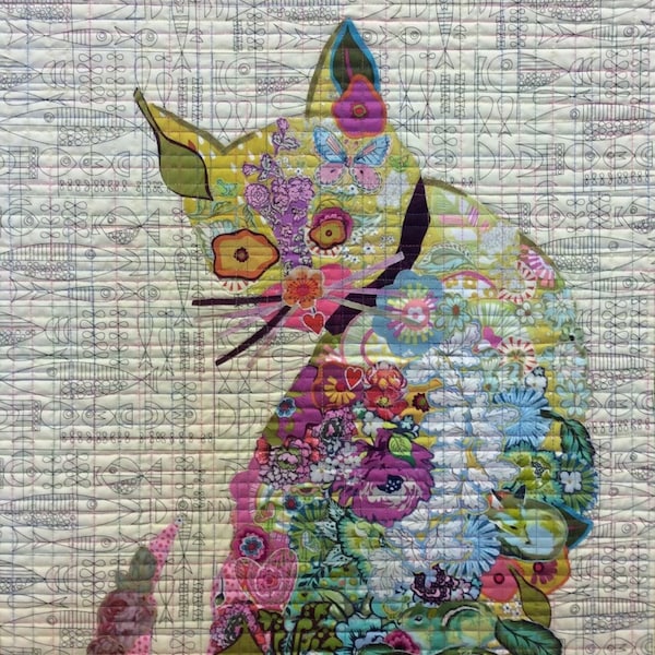 Purrfect... Quilt Collage Pattern by Laura Heine - size 21 x 35