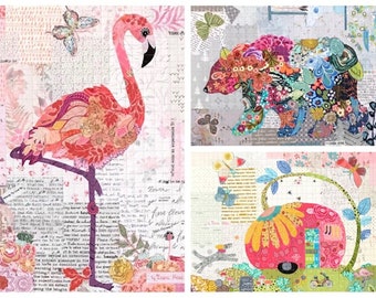 Teeny Tiny Collage Patterns Group #3 Flamingo-Bear-Vintage Trailer by Laura Heine